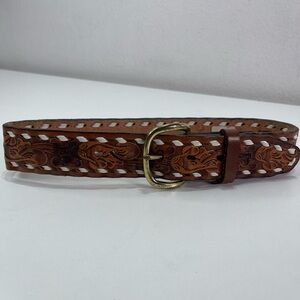 Vintage Western DUN DEE Hand Tooled Leather Belt Carissa 25'' 22/85B Toddler Kid